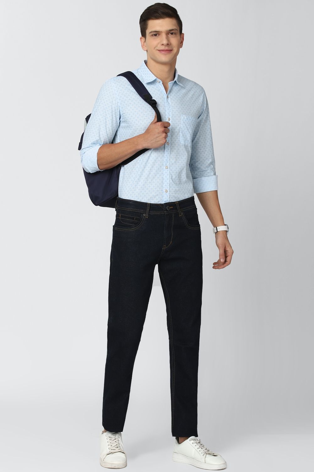 Men Blue Slim Fit Print Full Sleeves Casual Shirt