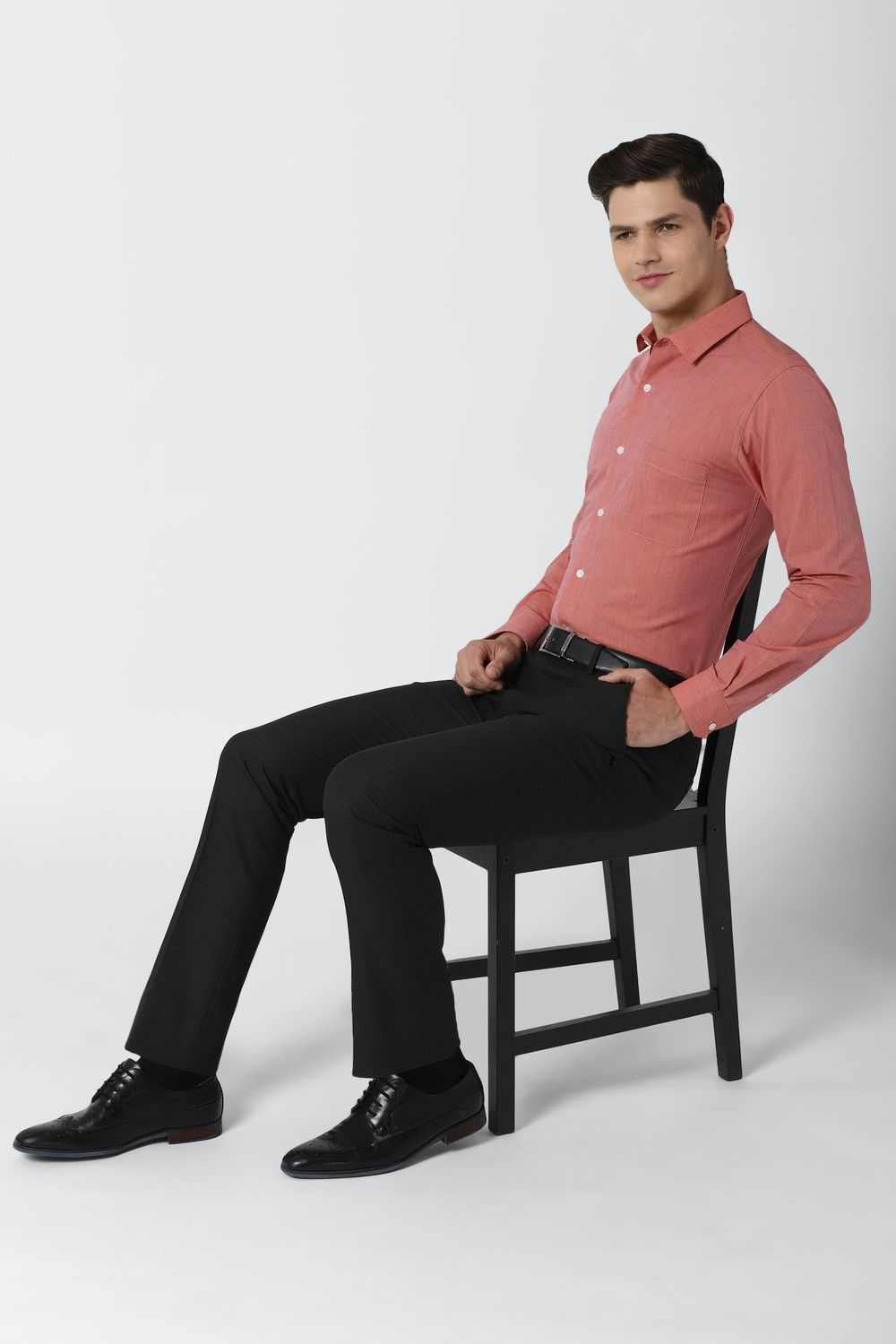 Men Pink Slim Fit Formal Full Sleeves Formal Shirt