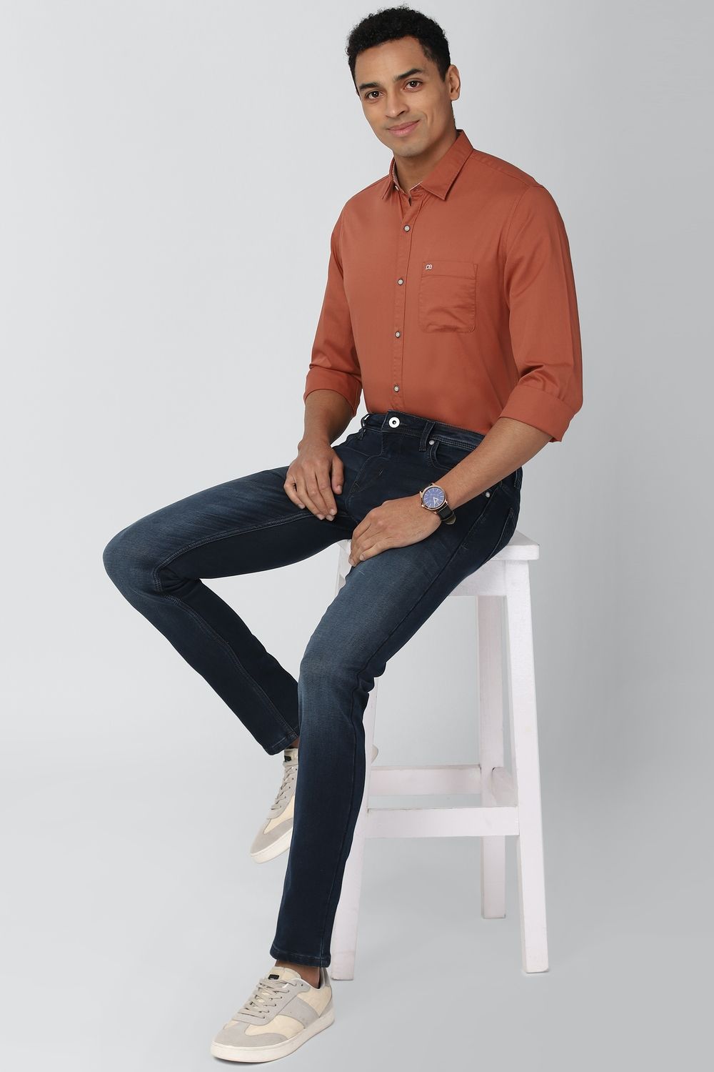 Men Red Slim Fit Solid Full Sleeves Casual Shirt