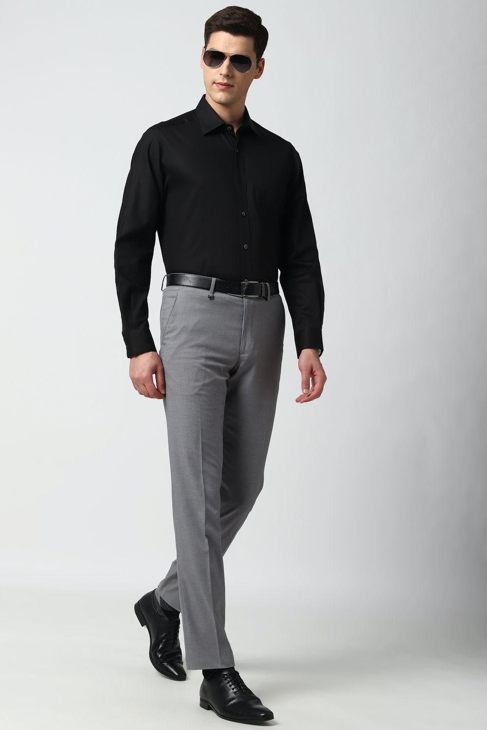 Men Black Regular Fit Formal Full Sleeves Formal Shirt