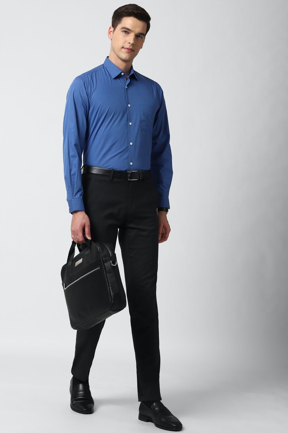 Men Blue Regular Fit Formal Full Sleeves Formal Shirt