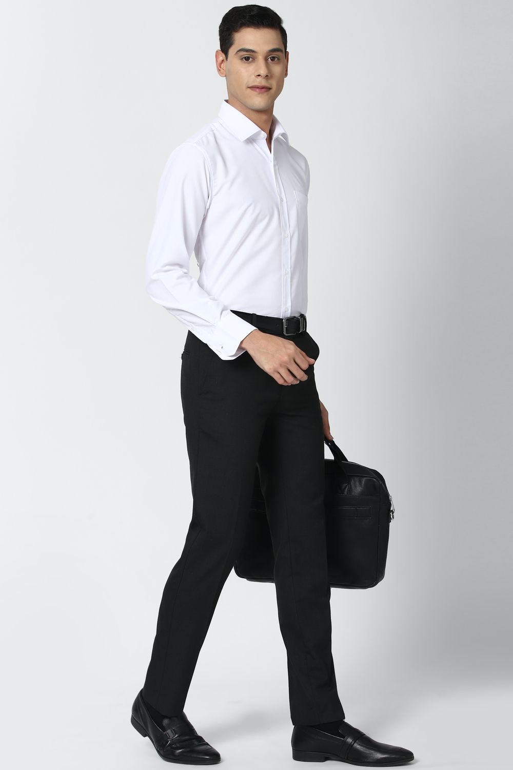 Men White Slim Fit Formal Full Sleeves Formal Shirt