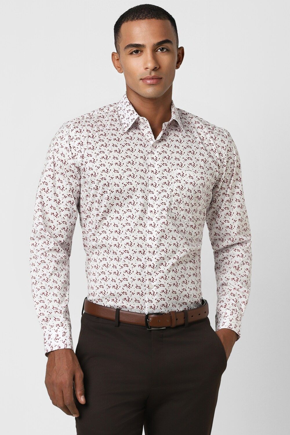 Men White Slim Fit Formal Full Sleeves Formal Shirt