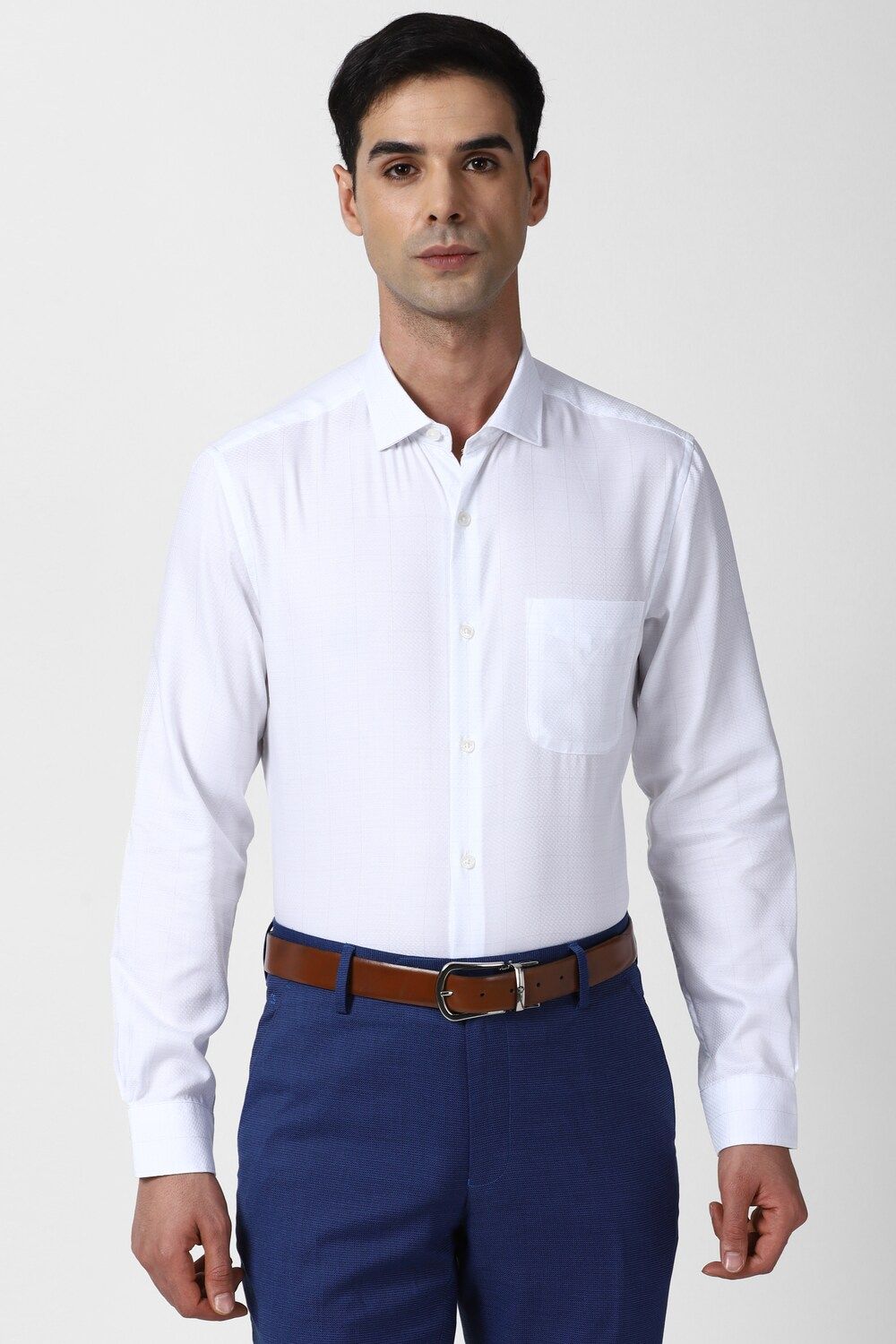 Men White Slim Fit Formal Full Sleeves Formal Shirt