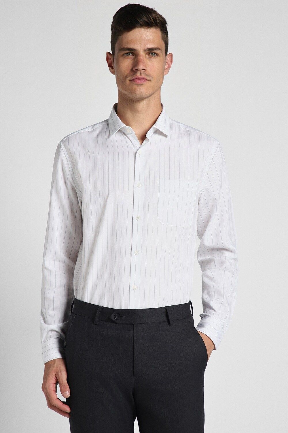 Men White Slim Fit Formal Full Sleeves Formal Shirt