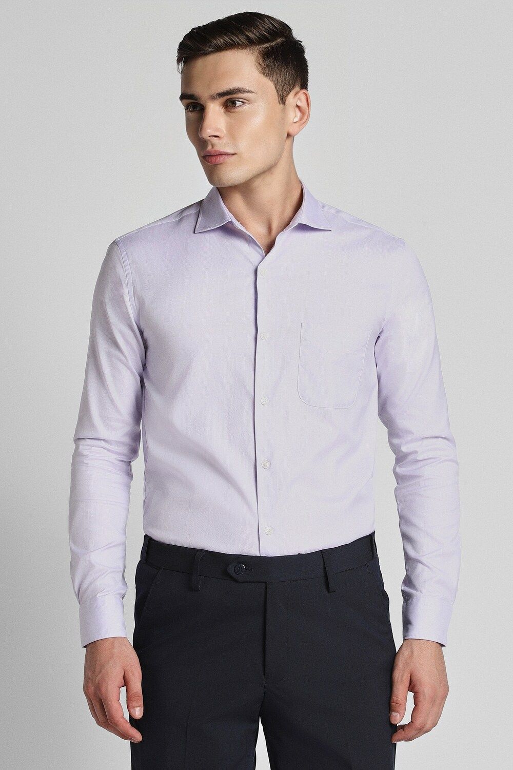 Men Lilac Slim Fit Formal Full Sleeves Formal Shirt