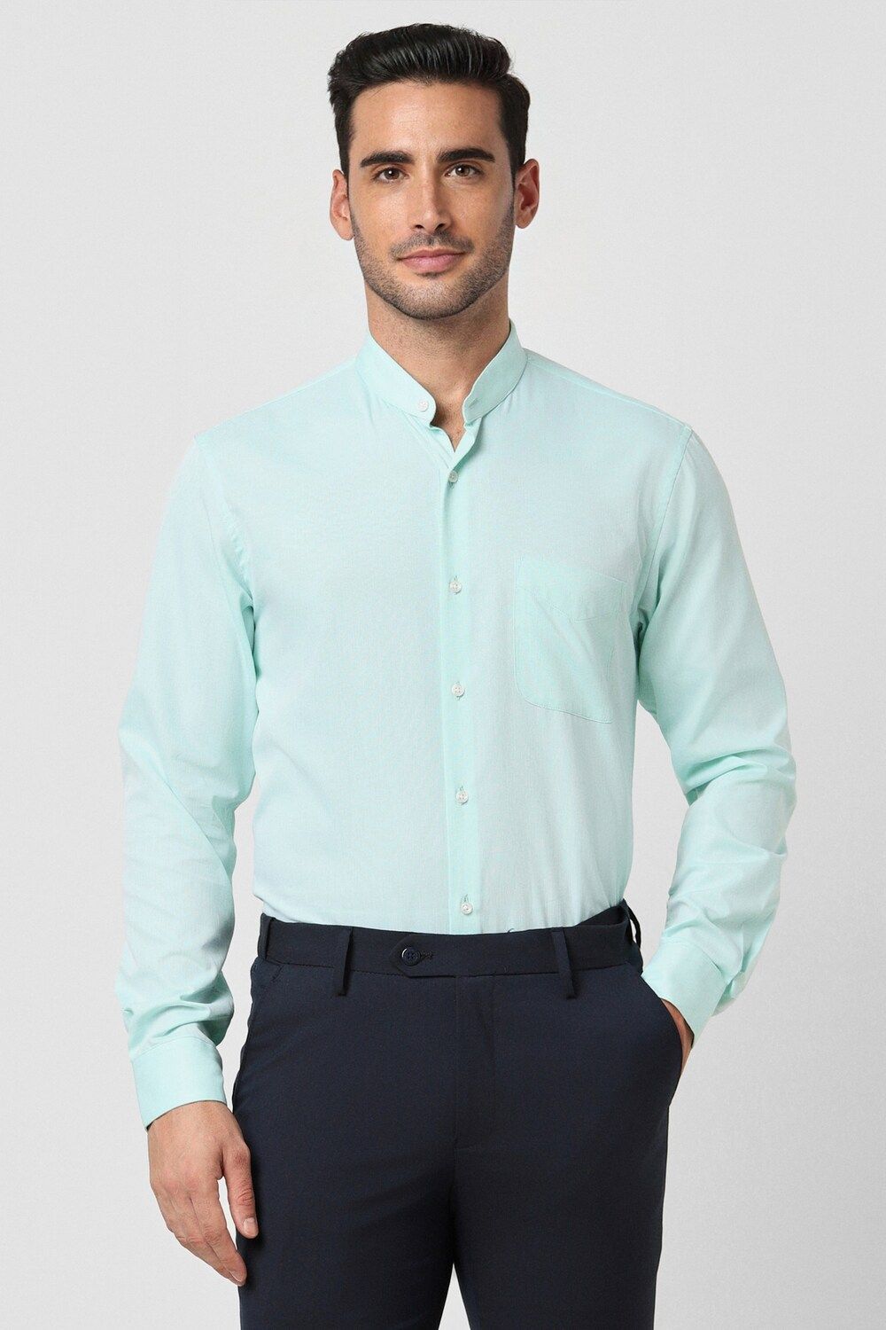 Men Green Slim Fit Formal Full Sleeves Formal Shirt