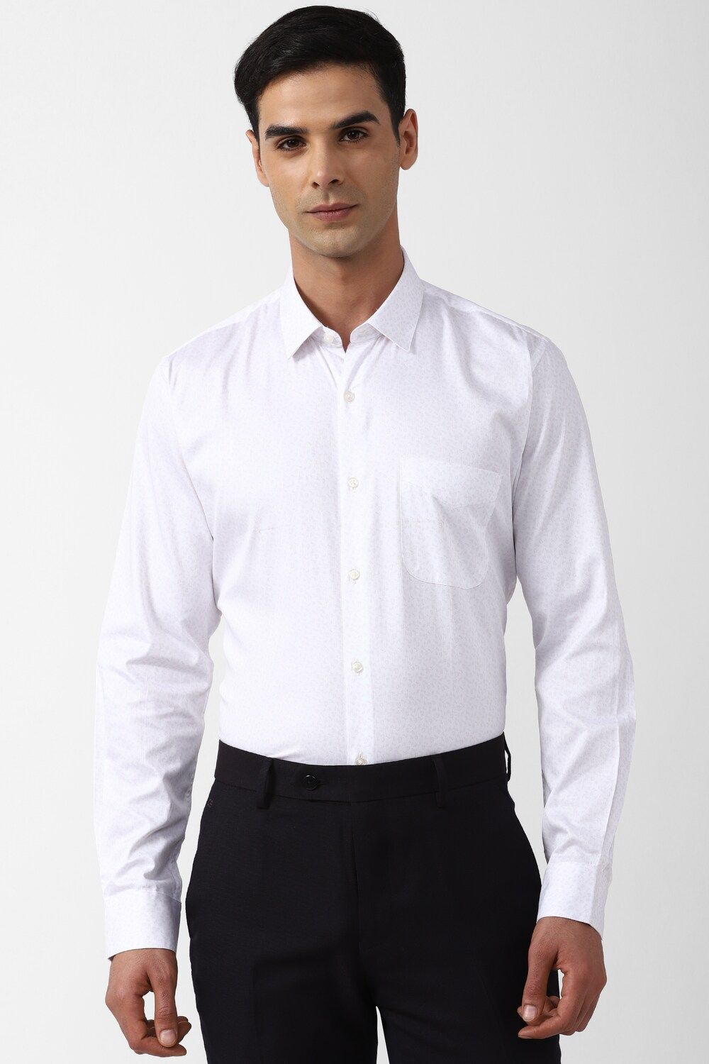 Men White Slim Fit Formal Full Sleeves Formal Shirt