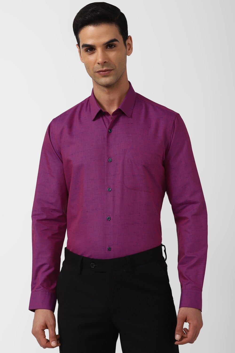 Men Purple Regular Fit Formal Full Sleeves Formal Shirt