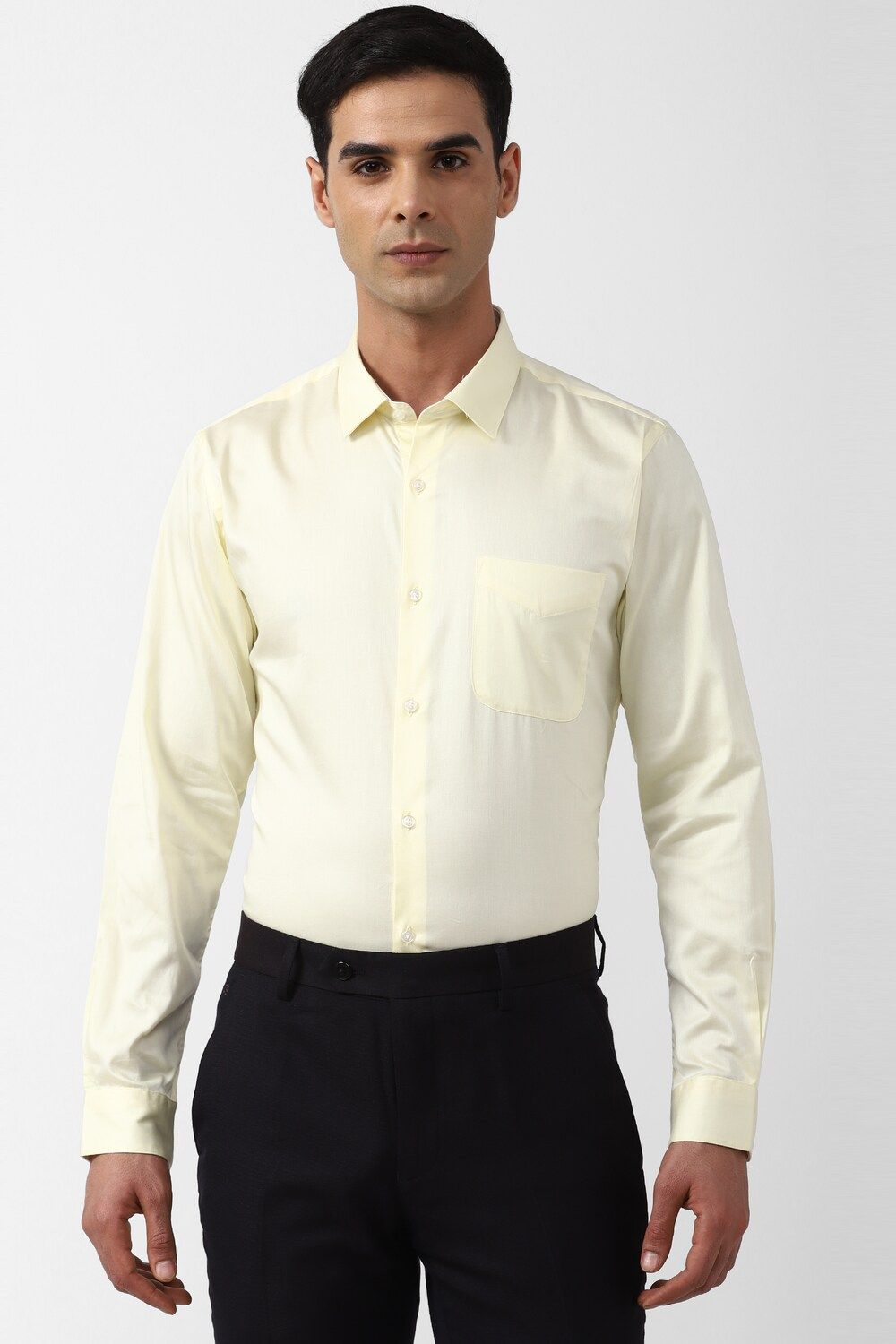 Men Yellow Slim Fit Formal Full Sleeves Formal Shirt