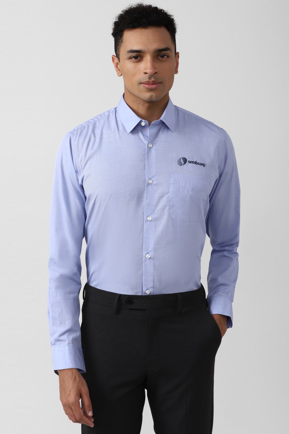 Men Blue Regular Fit Formal Full Sleeves Formal Shirt