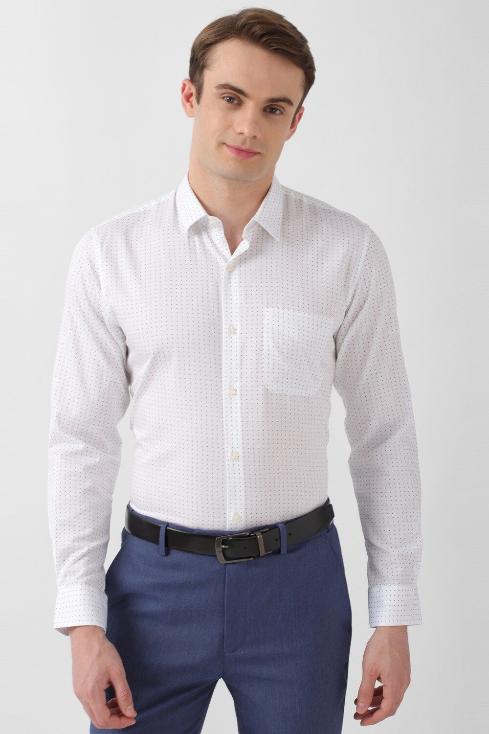 Men White Slim Fit Formal Full Sleeves Formal Shirt
