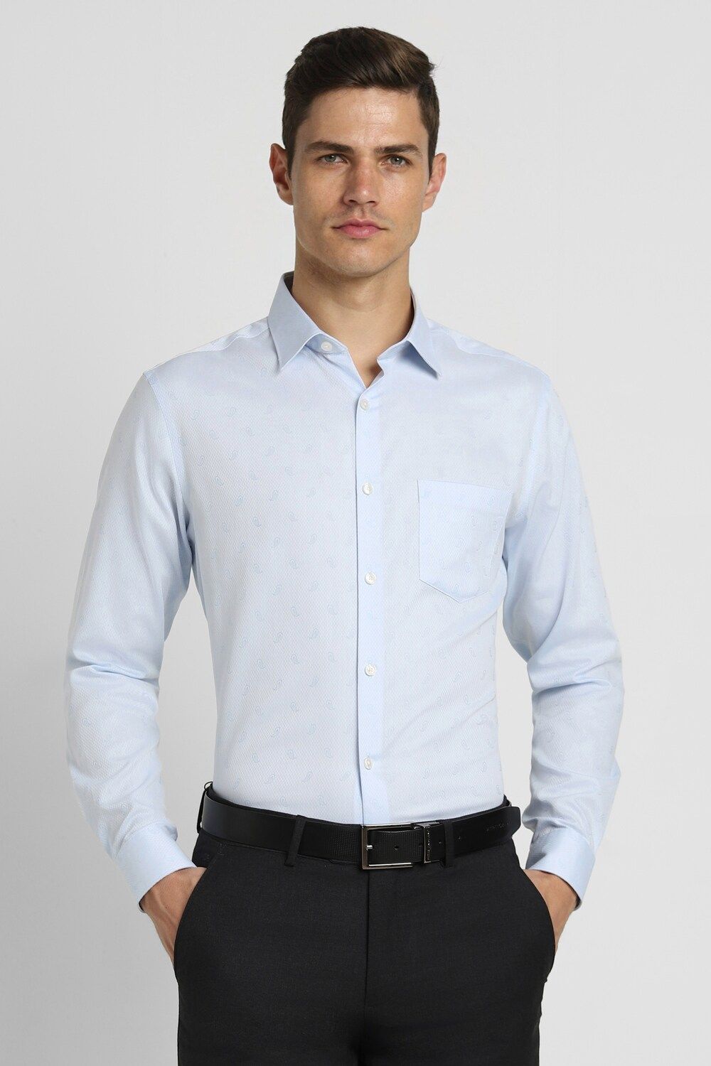 Men Blue Slim Fit Formal Full Sleeves Formal Shirt