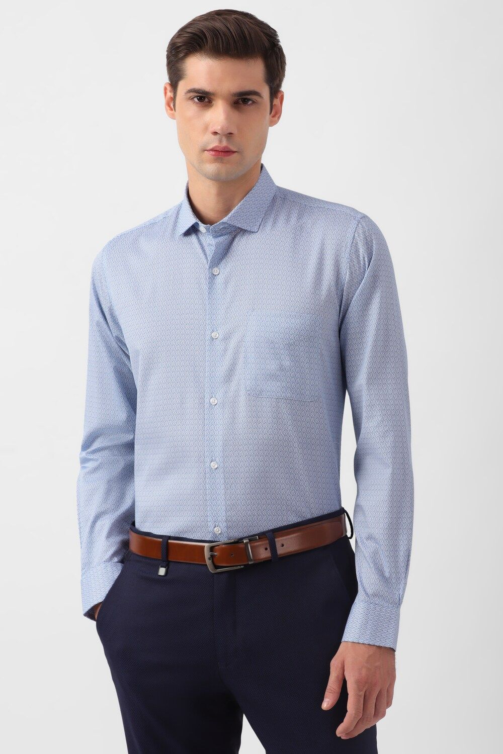 Men Blue Slim Fit Formal Full Sleeves Formal Shirt
