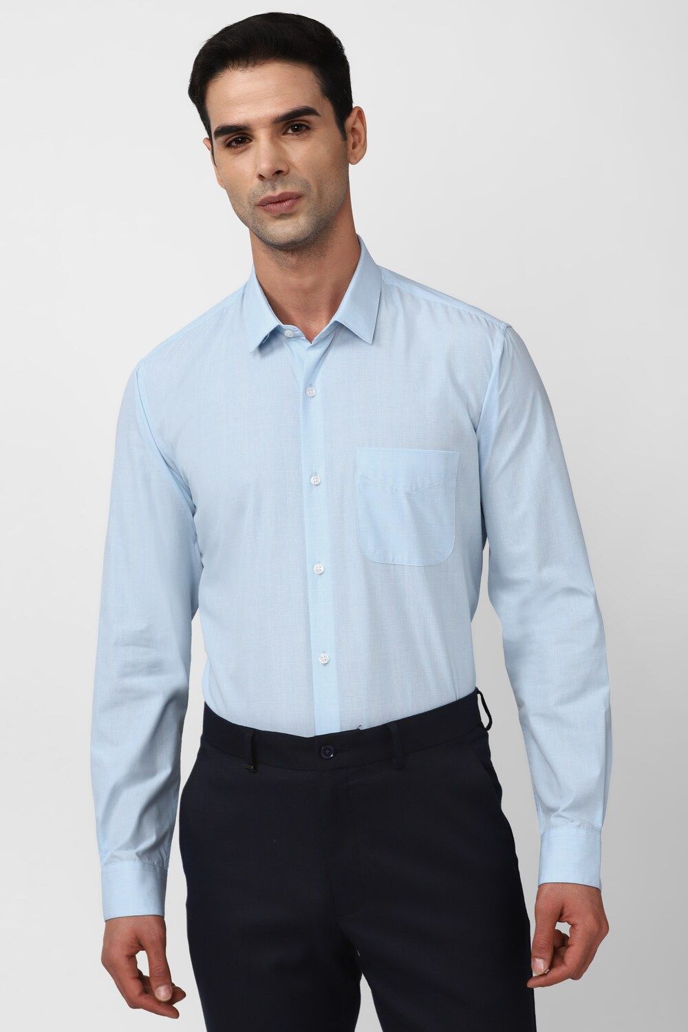 Men Light Blue Regular Fit Formal Full Sleeves Formal Shirt