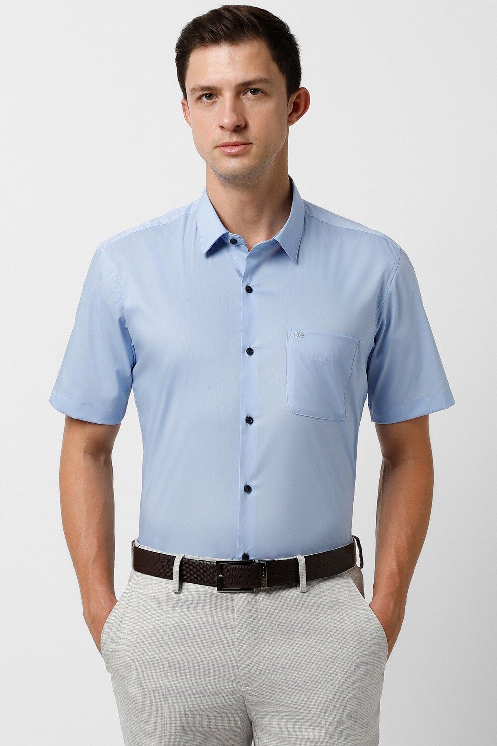 Men Blue Regular Fit Formal Half Sleeves Formal Shirt