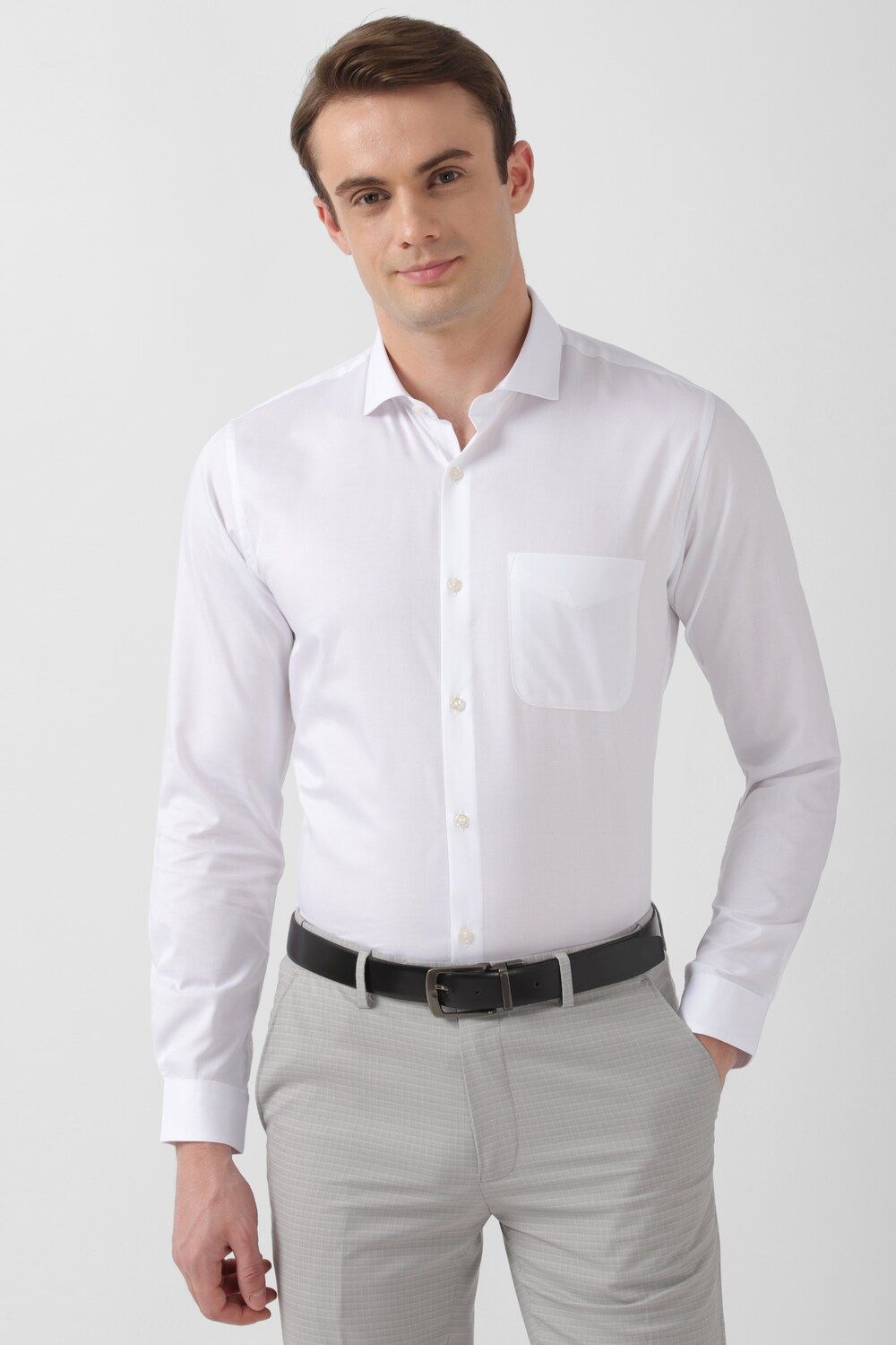 Men White Slim Fit Formal Full Sleeves Formal Shirt