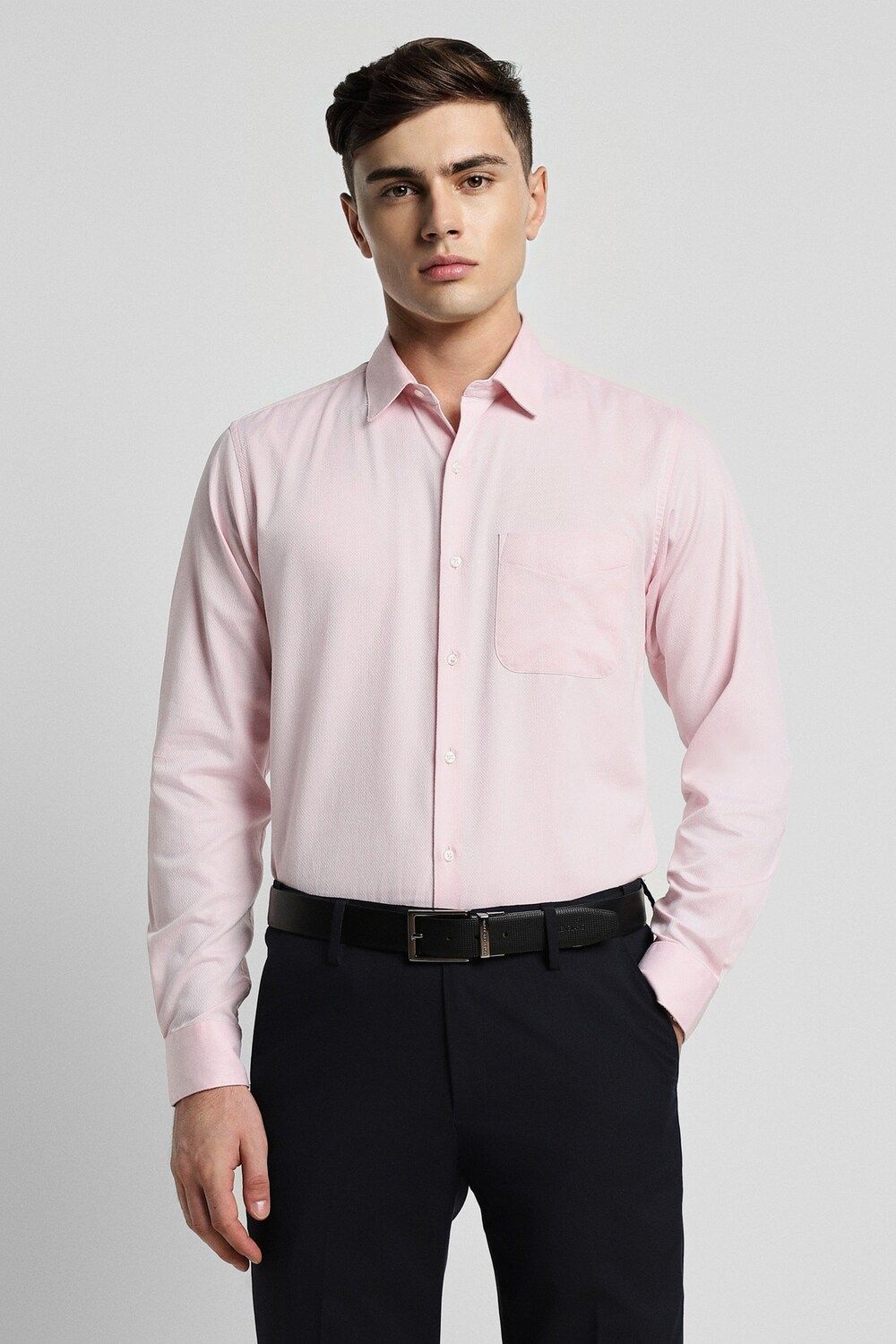 Men Pink Slim Fit Formal Full Sleeves Formal Shirt