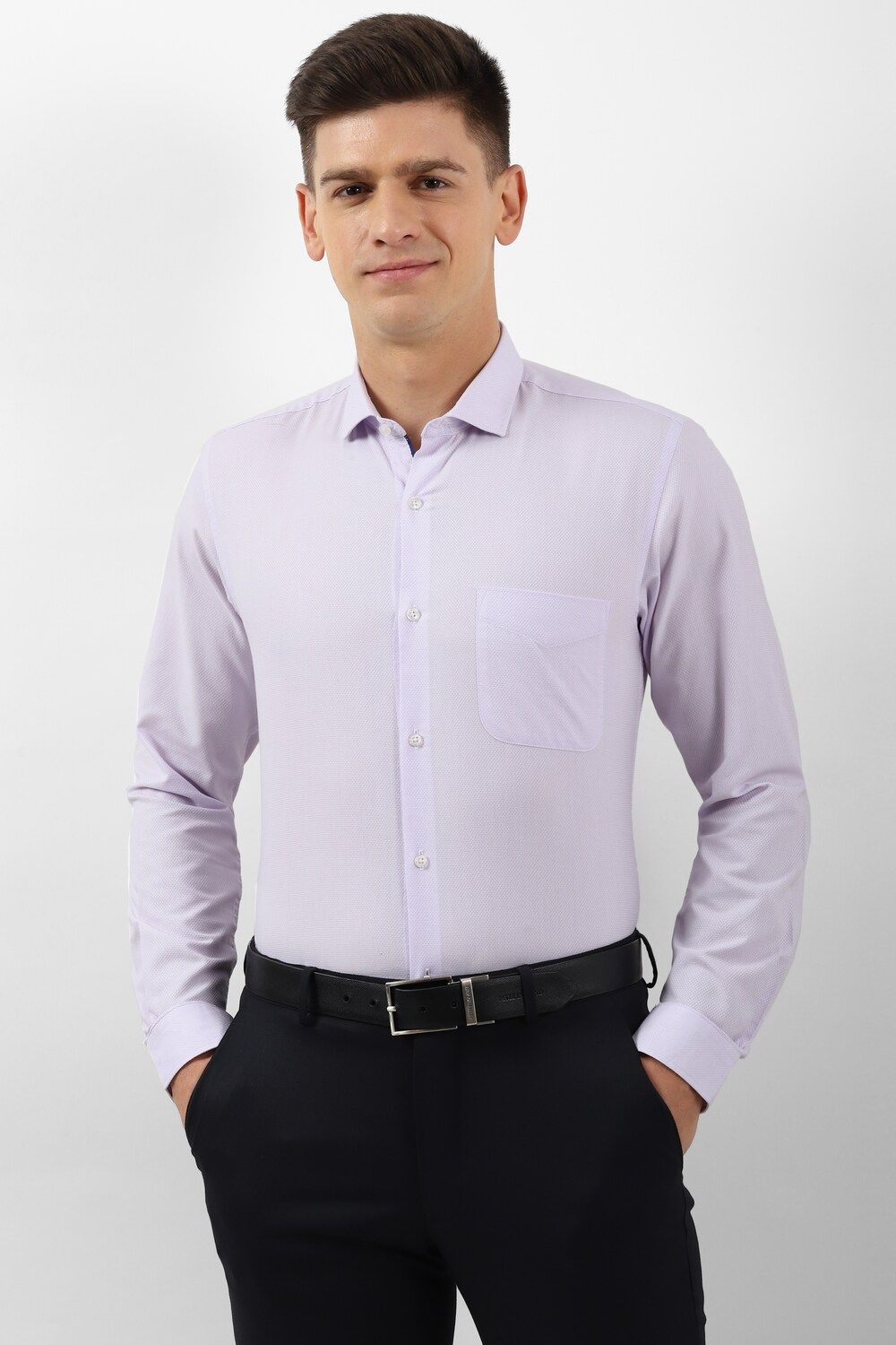 Men Lilac Slim Fit Formal Full Sleeves Formal Shirt