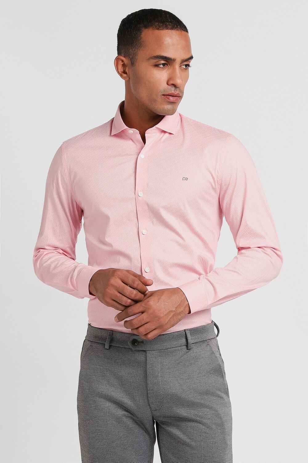 Men Pink Super Slim Fit Formal Full Sleeves Formal Shirt