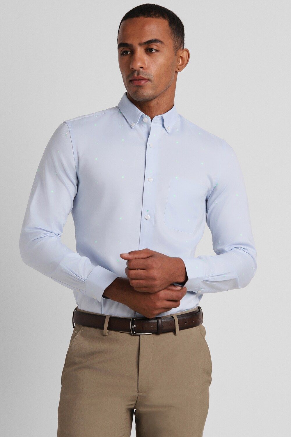 Men Blue Slim Fit Formal Full Sleeves Formal Shirt