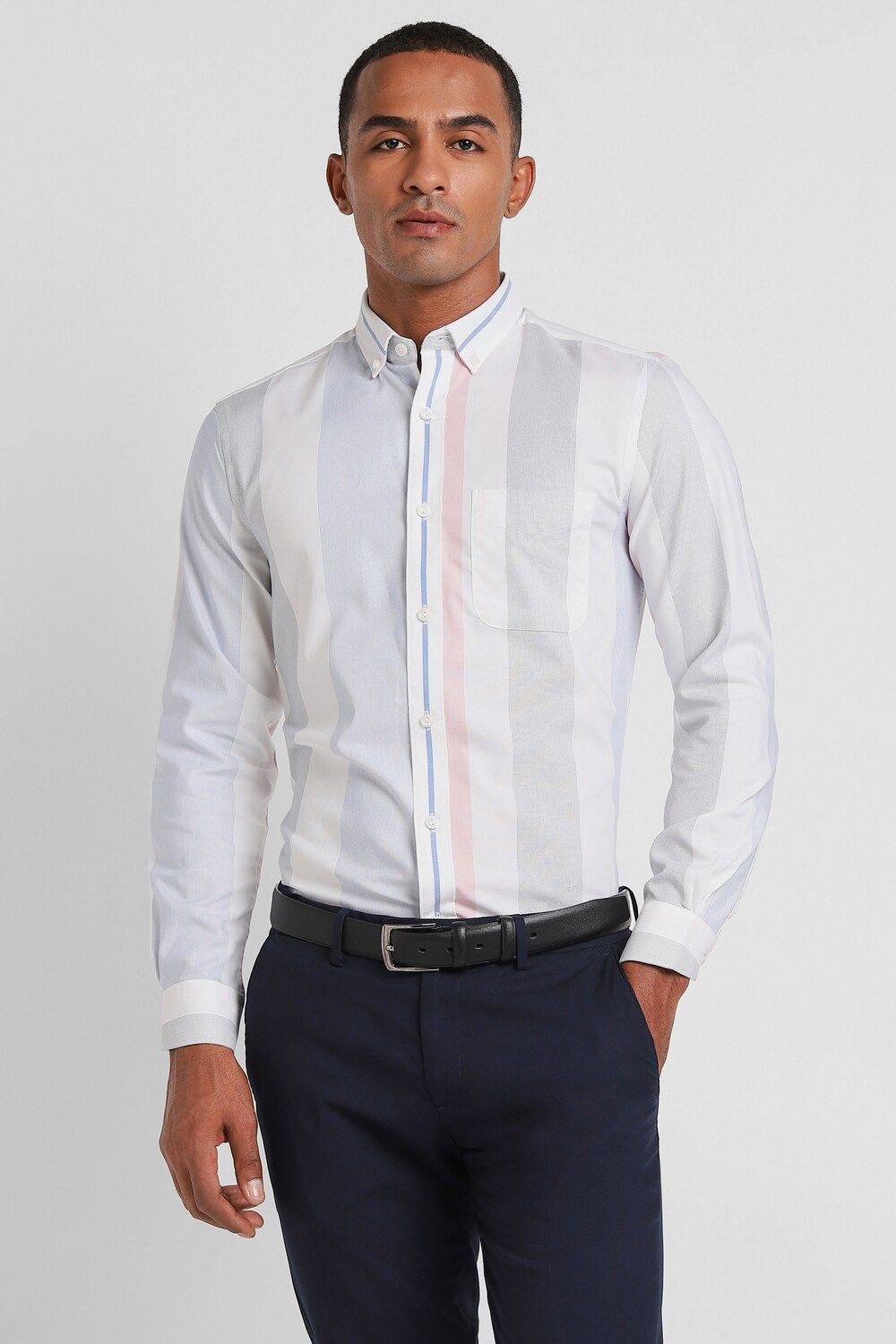 Men White Slim Fit Formal Full Sleeves Formal Shirt