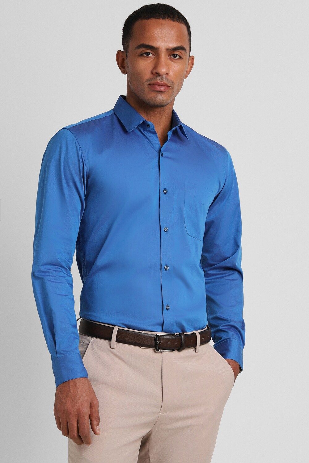Men Blue Slim Fit Formal Full Sleeves Formal Shirt