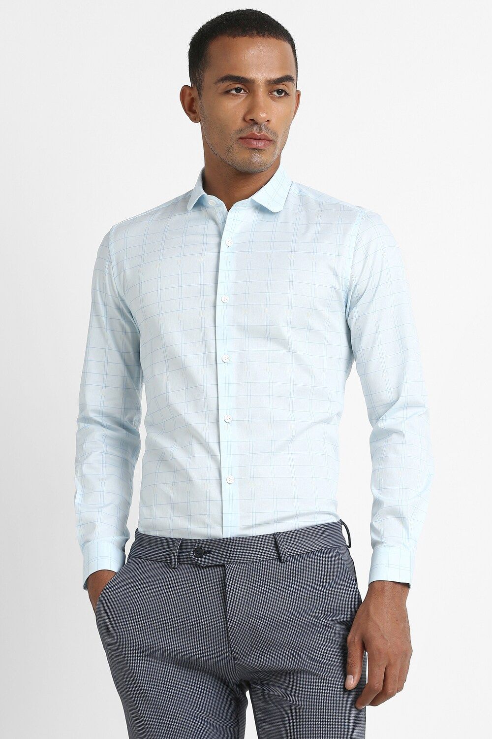 Men Blue Super Slim Fit Formal Full Sleeves Formal Shirt