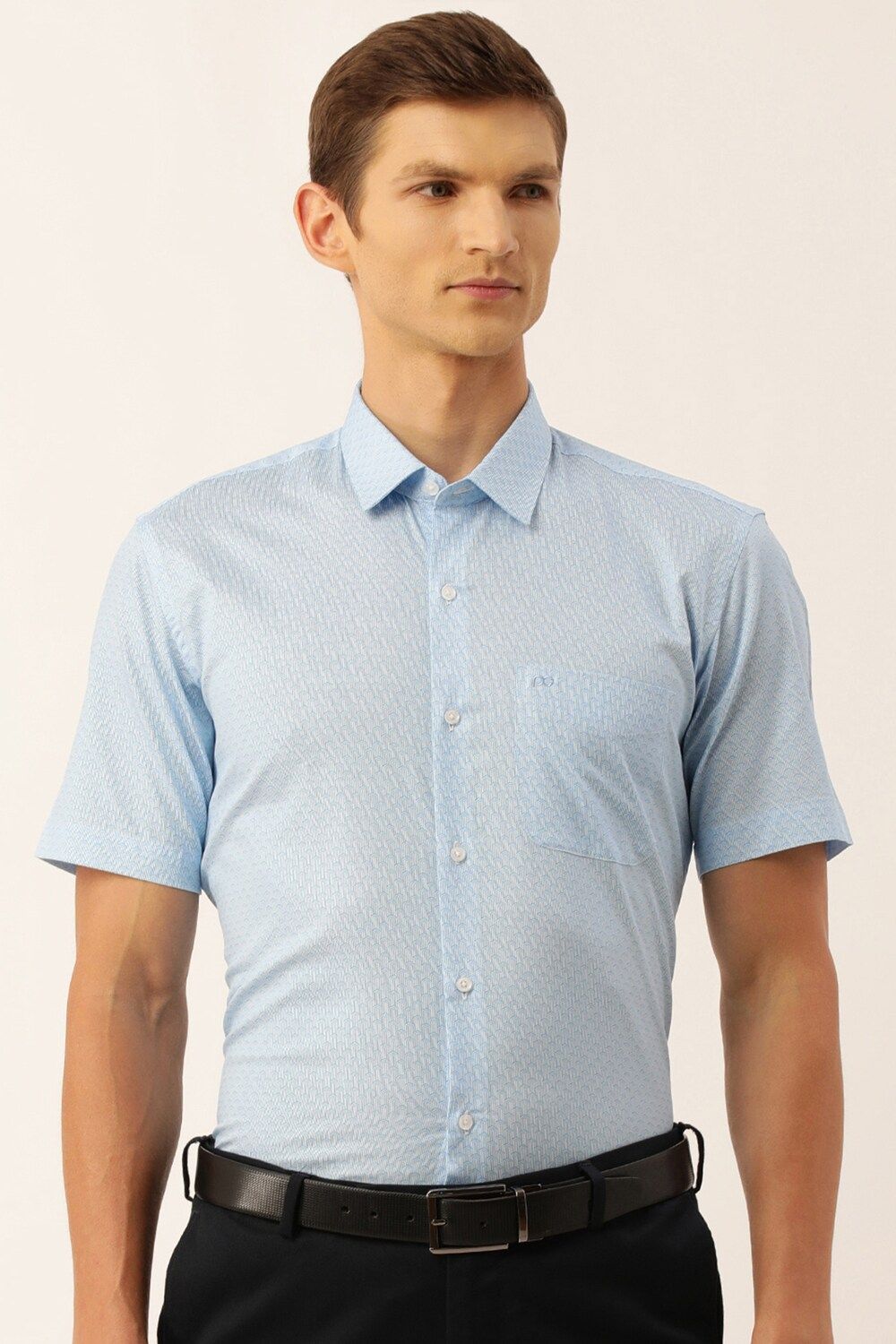Men Blue Regular Fit Formal Half Sleeves Formal Shirt