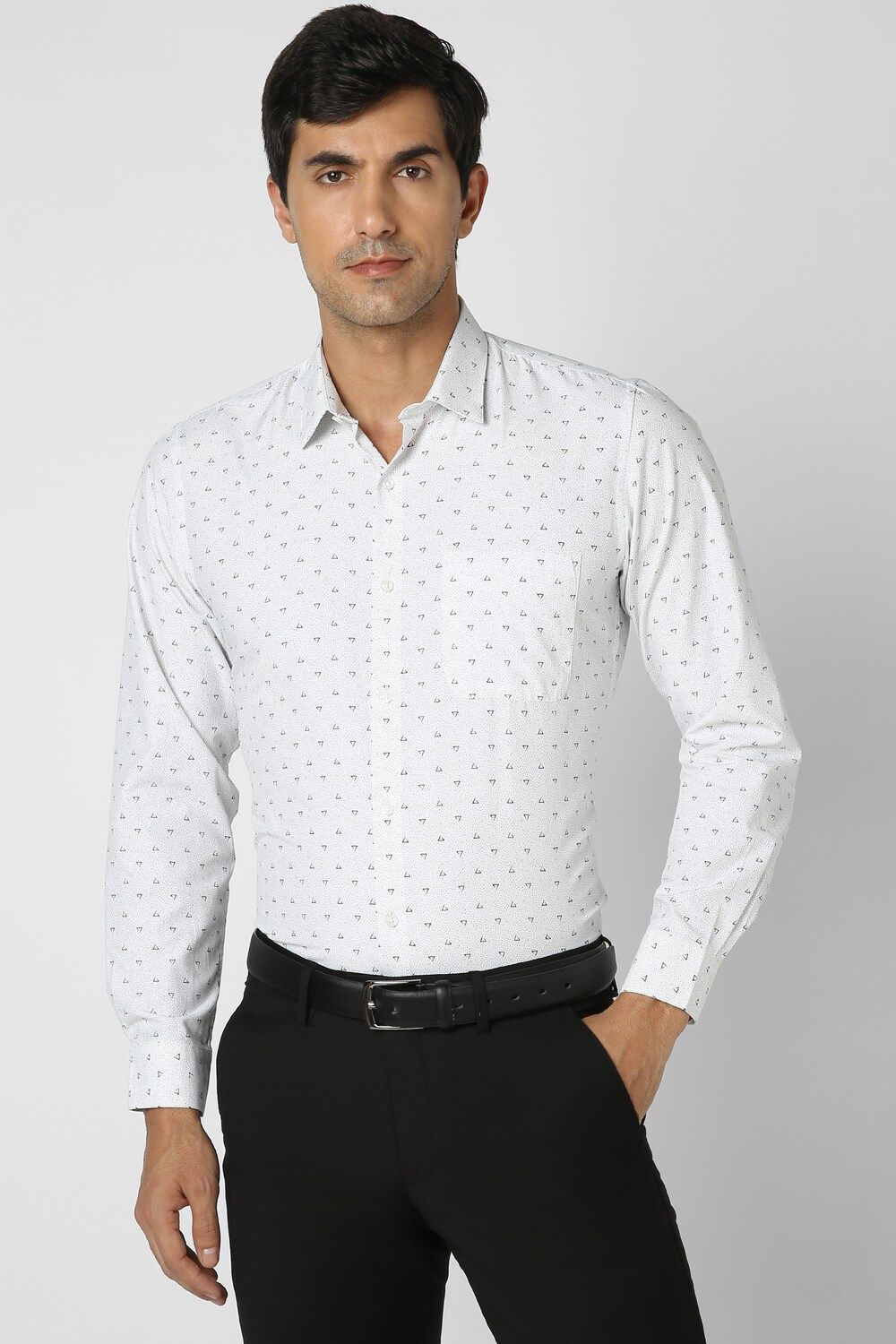 Men White Slim Fit Formal Full Sleeves Formal Shirt