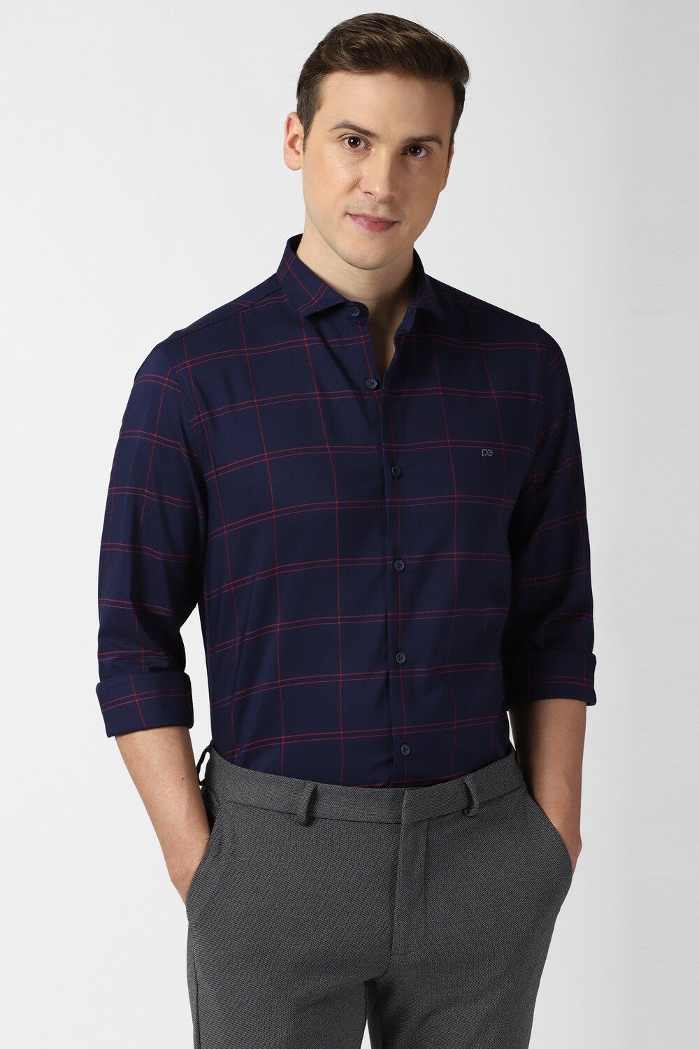 Men Navy Super Slim Fit Formal Full Sleeves Formal Shirt