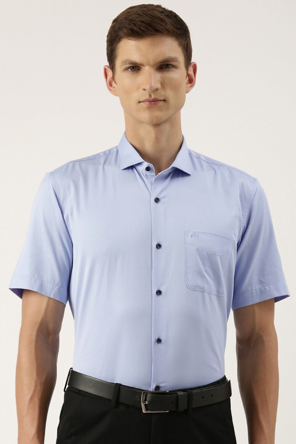 Men Blue Regular Fit Formal Half Sleeves Formal Shirt