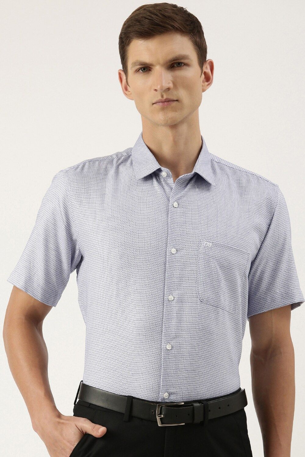 Men Blue Regular Fit Formal Half Sleeves Formal Shirt
