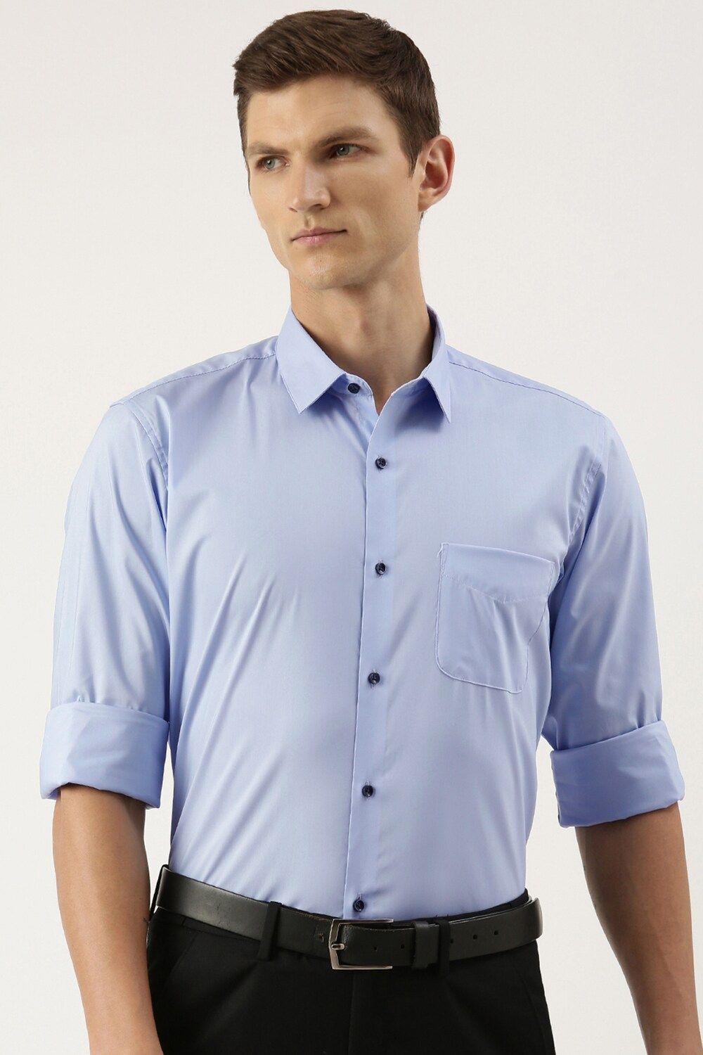 Men Blue Regular Fit Formal Full Sleeves Formal Shirt