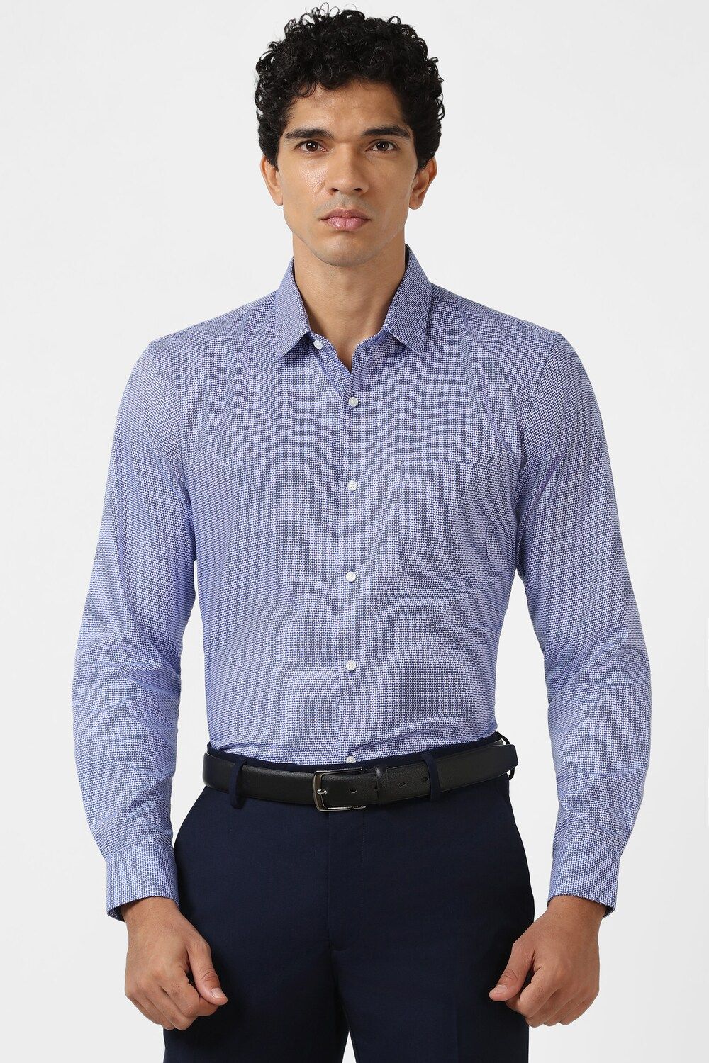 Men Blue Regular Fit Formal Full Sleeves Formal Shirt
