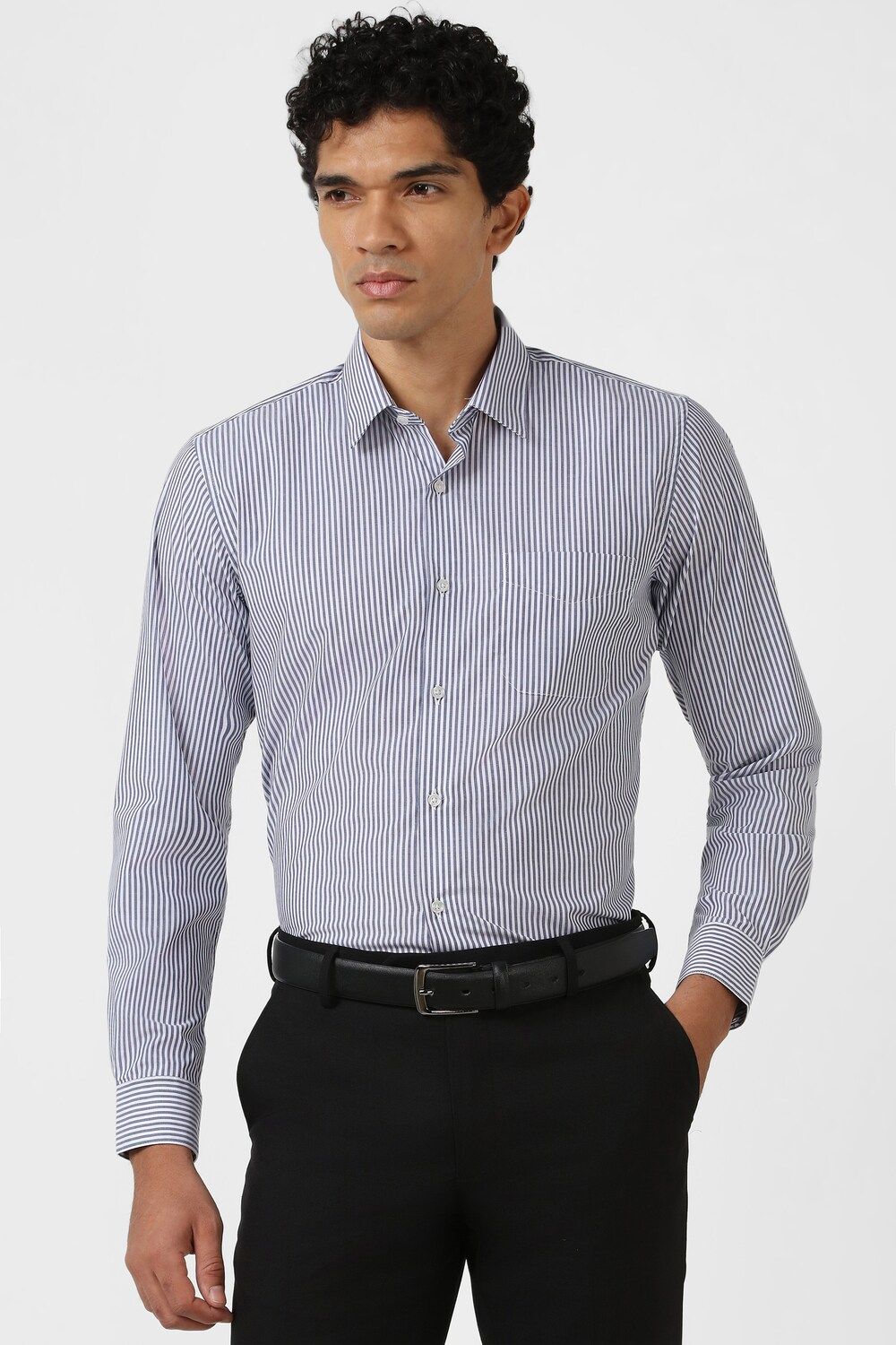 Men Blue Regular Fit Formal Full Sleeves Formal Shirt