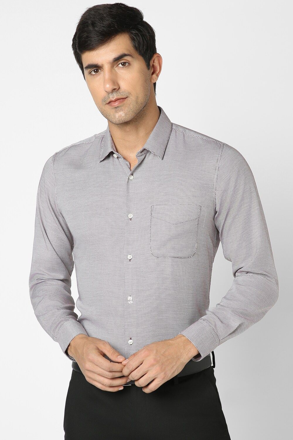 Men Grey Regular Fit Formal Full Sleeves Formal Shirt