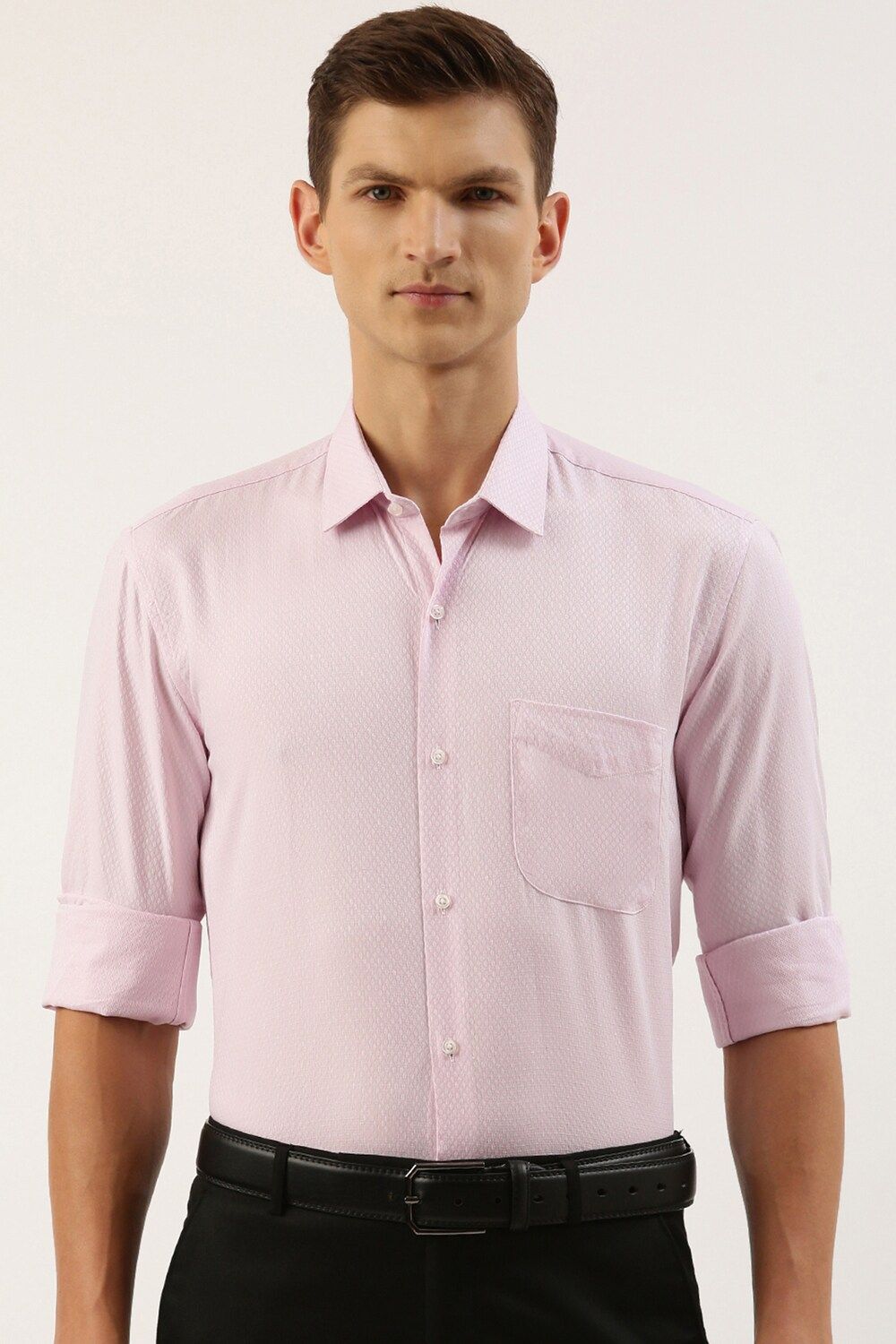 Men Purple Regular Fit Formal Full Sleeves Formal Shirt
