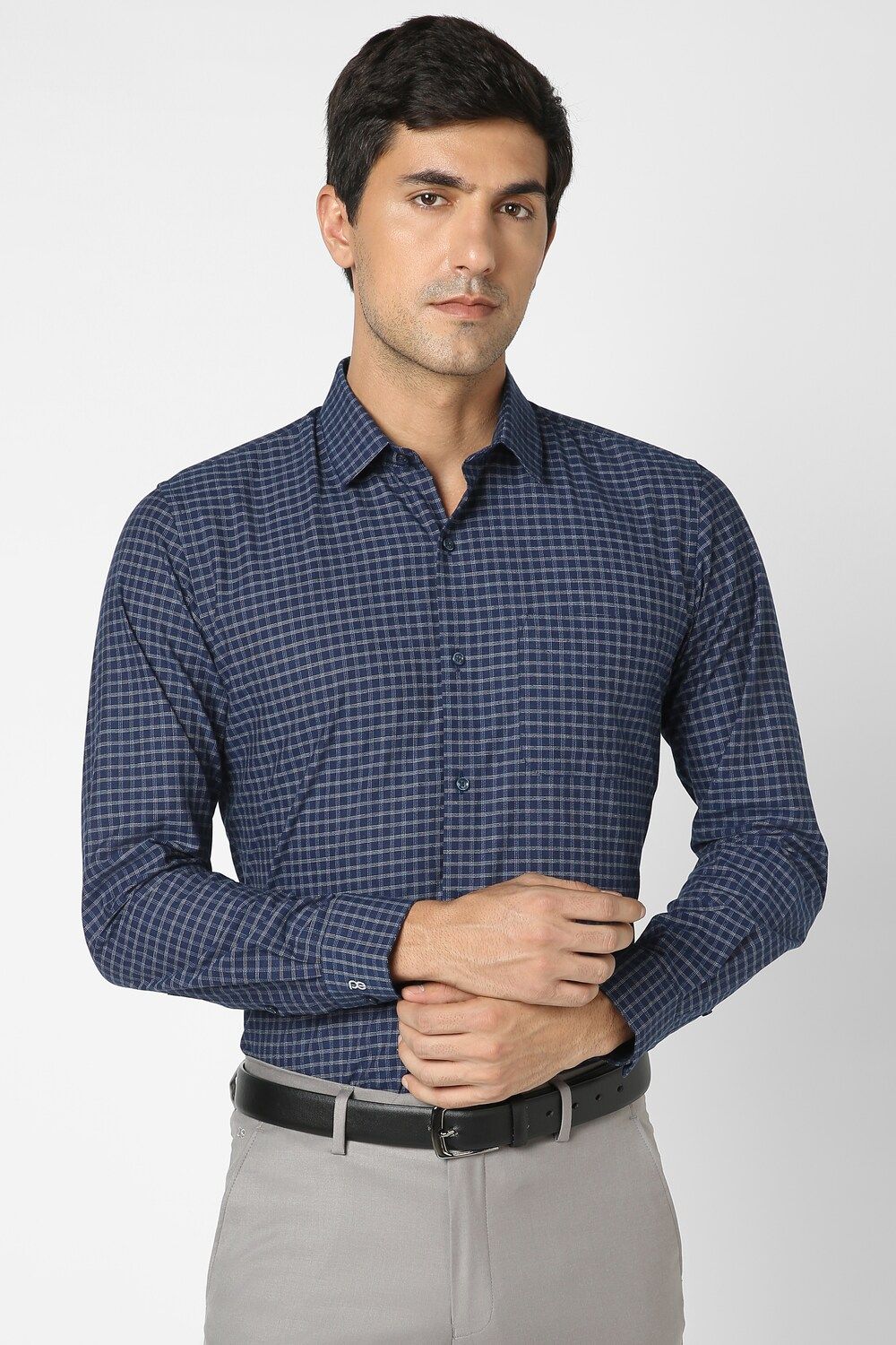 Men Navy Slim Fit Formal Full Sleeves Formal Shirt