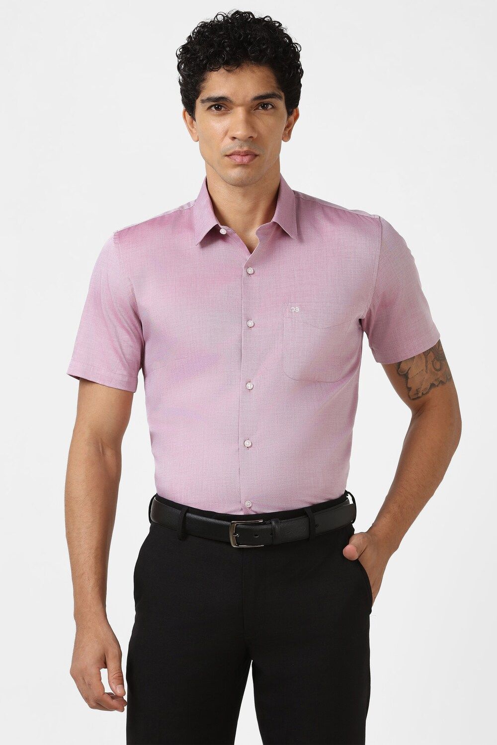 Men Pink Slim Fit Formal Half Sleeves Formal Shirt