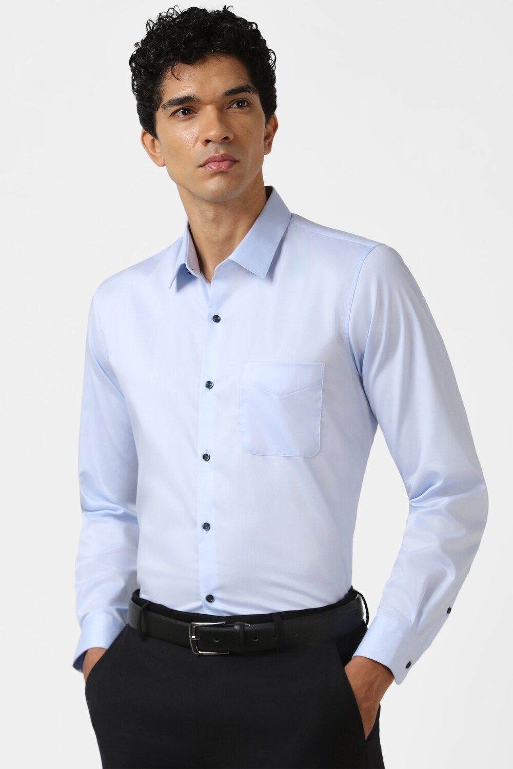 Men Blue Regular Fit Formal Full Sleeves Formal Shirt