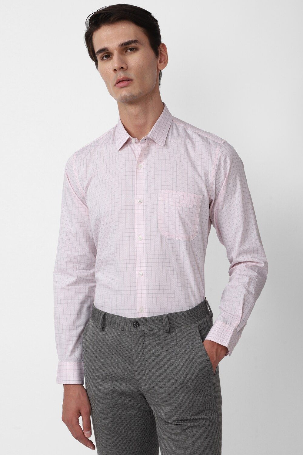 Men Pink Regular Fit Formal Full Sleeves Formal Shirt
