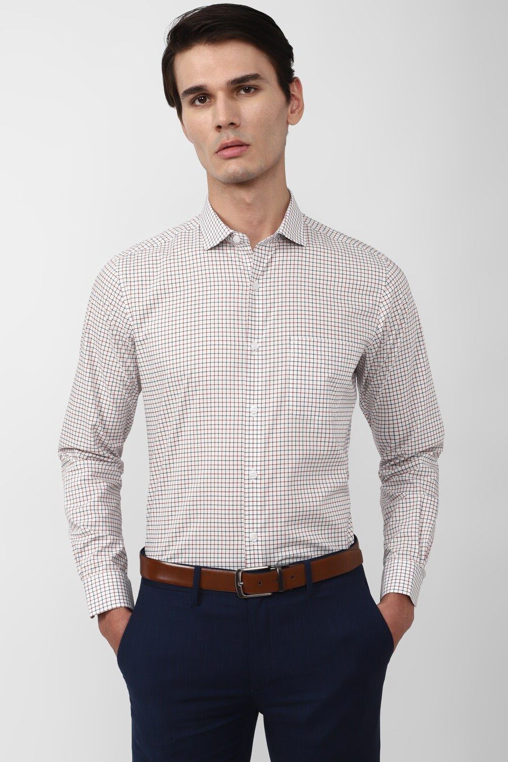 Men Cream Slim Fit Formal Full Sleeves Formal Shirt