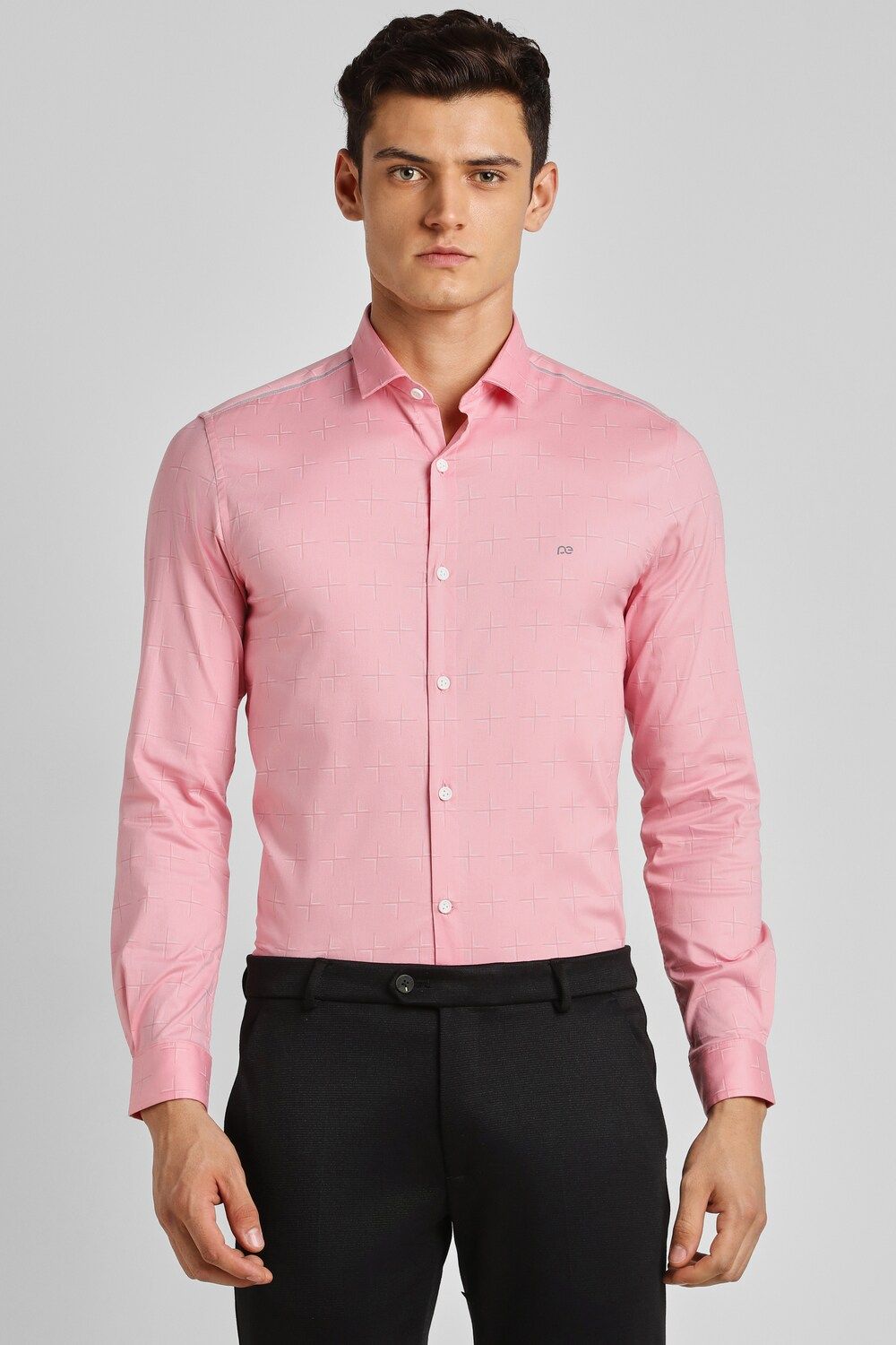 Men Pink Super Slim Fit Formal Full Sleeves Formal Shirt