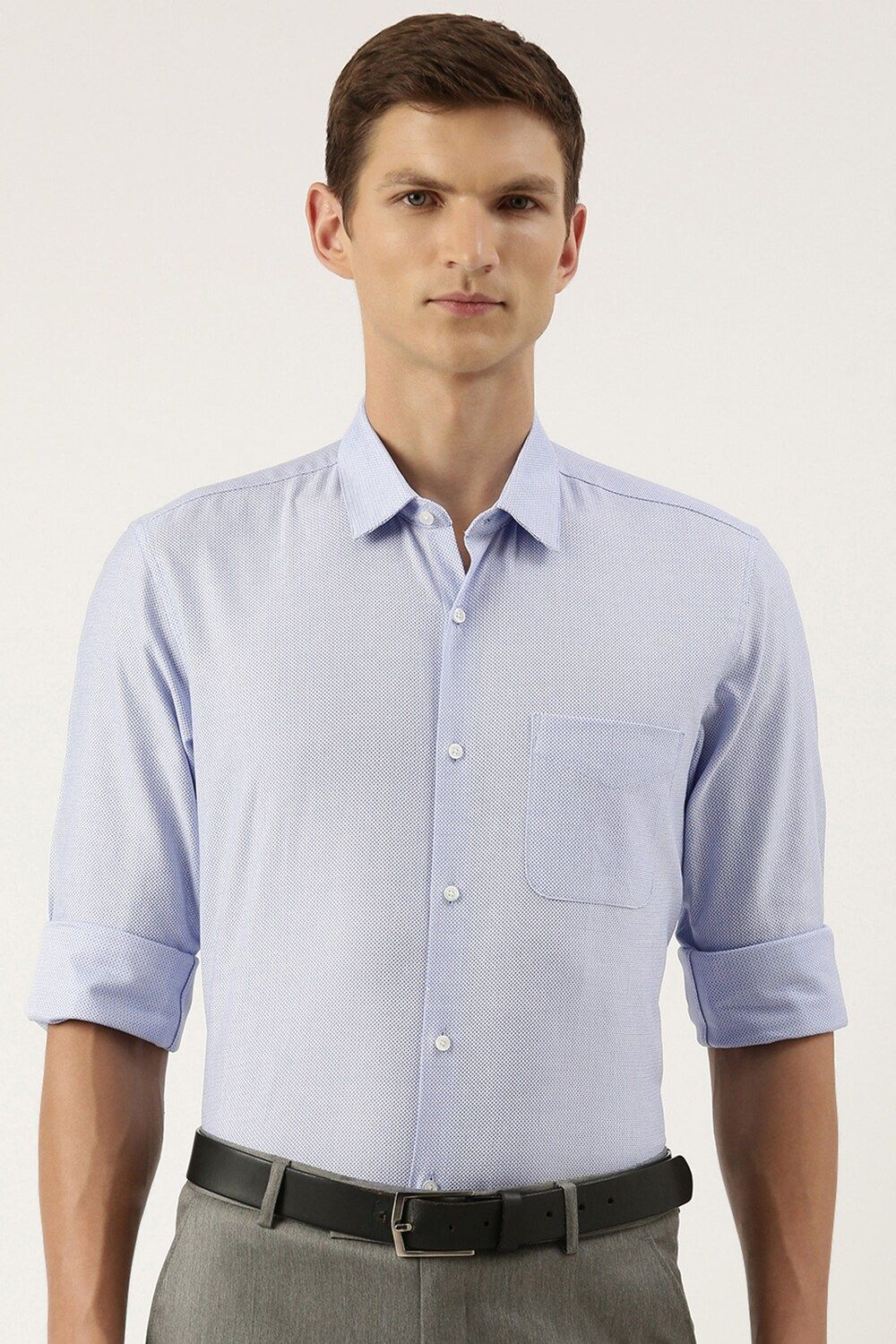 Men Blue Regular Fit Formal Full Sleeves Formal Shirt