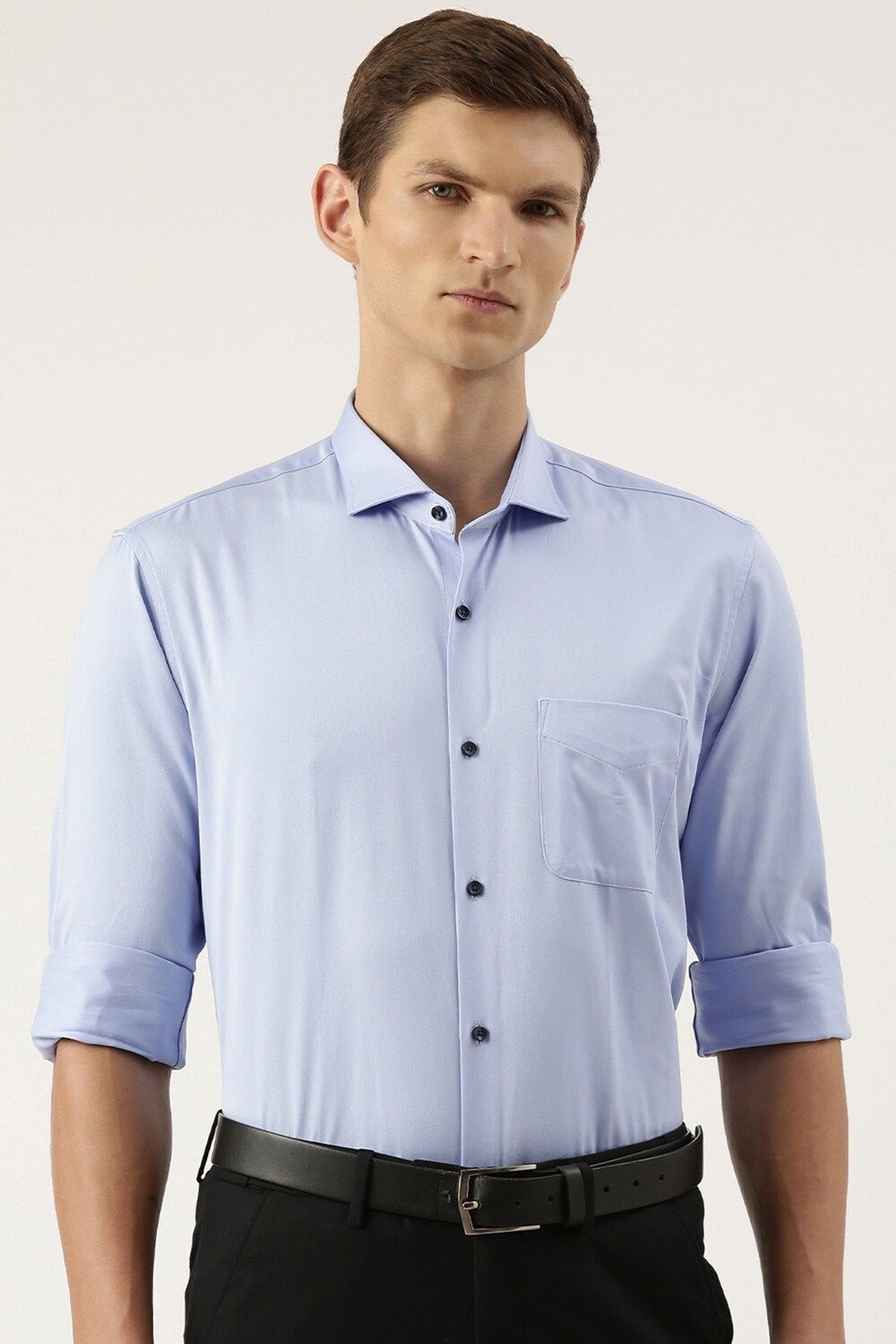Men Blue Regular Fit Formal Full Sleeves Formal Shirt