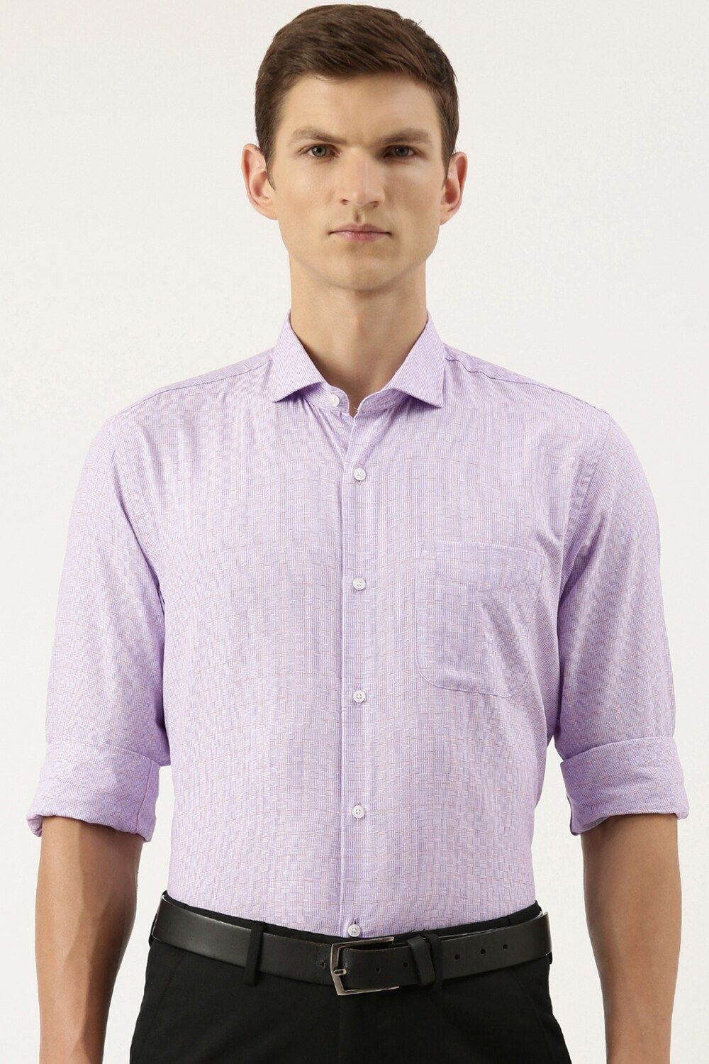 Men Purple Regular Fit Formal Full Sleeves Formal Shirt