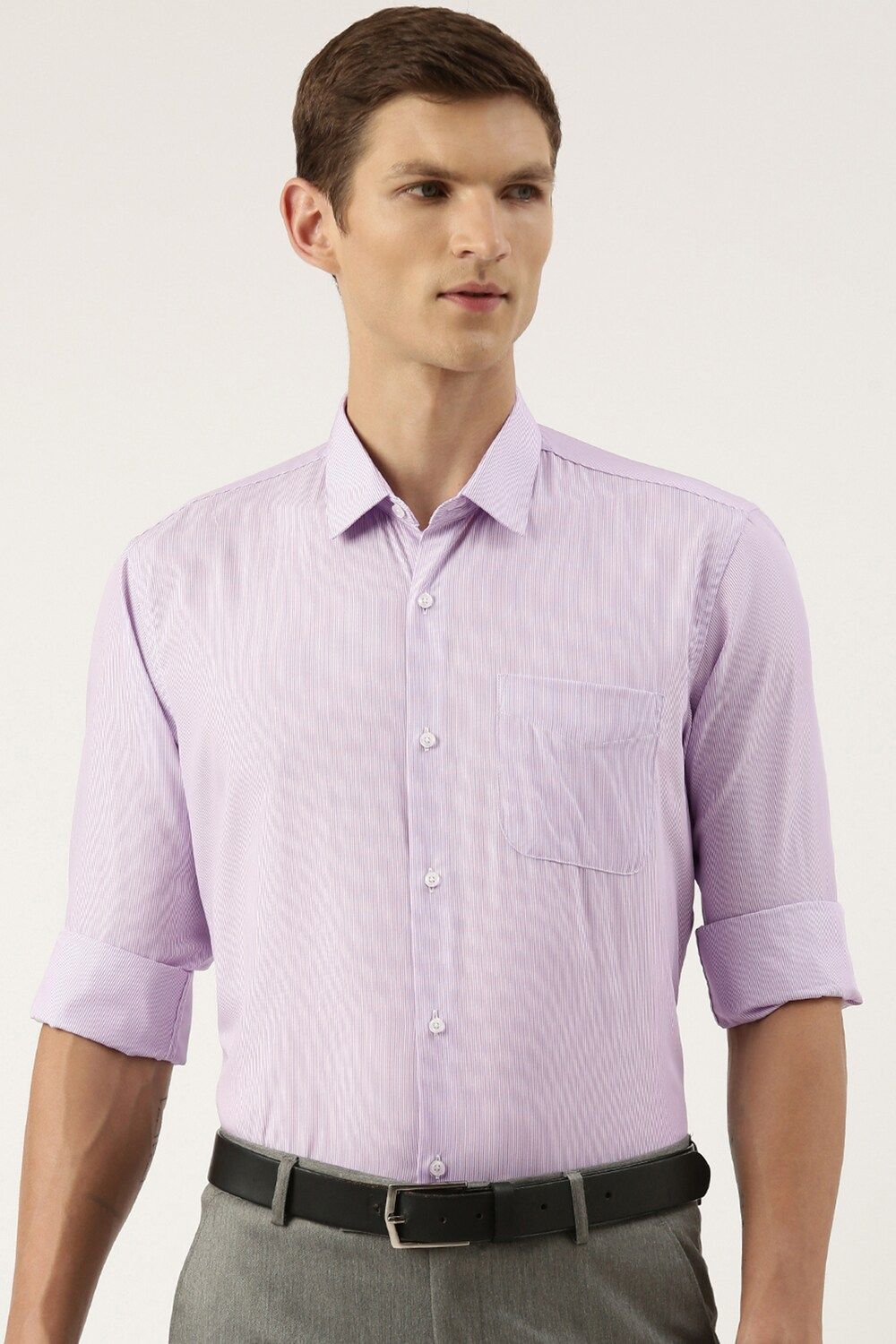 Men Purple Regular Fit Formal Full Sleeves Formal Shirt