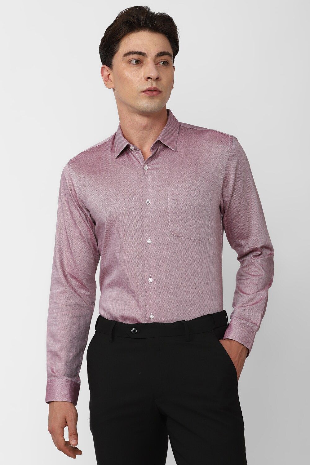 Men Pink Slim Fit Formal Full Sleeves Formal Shirt