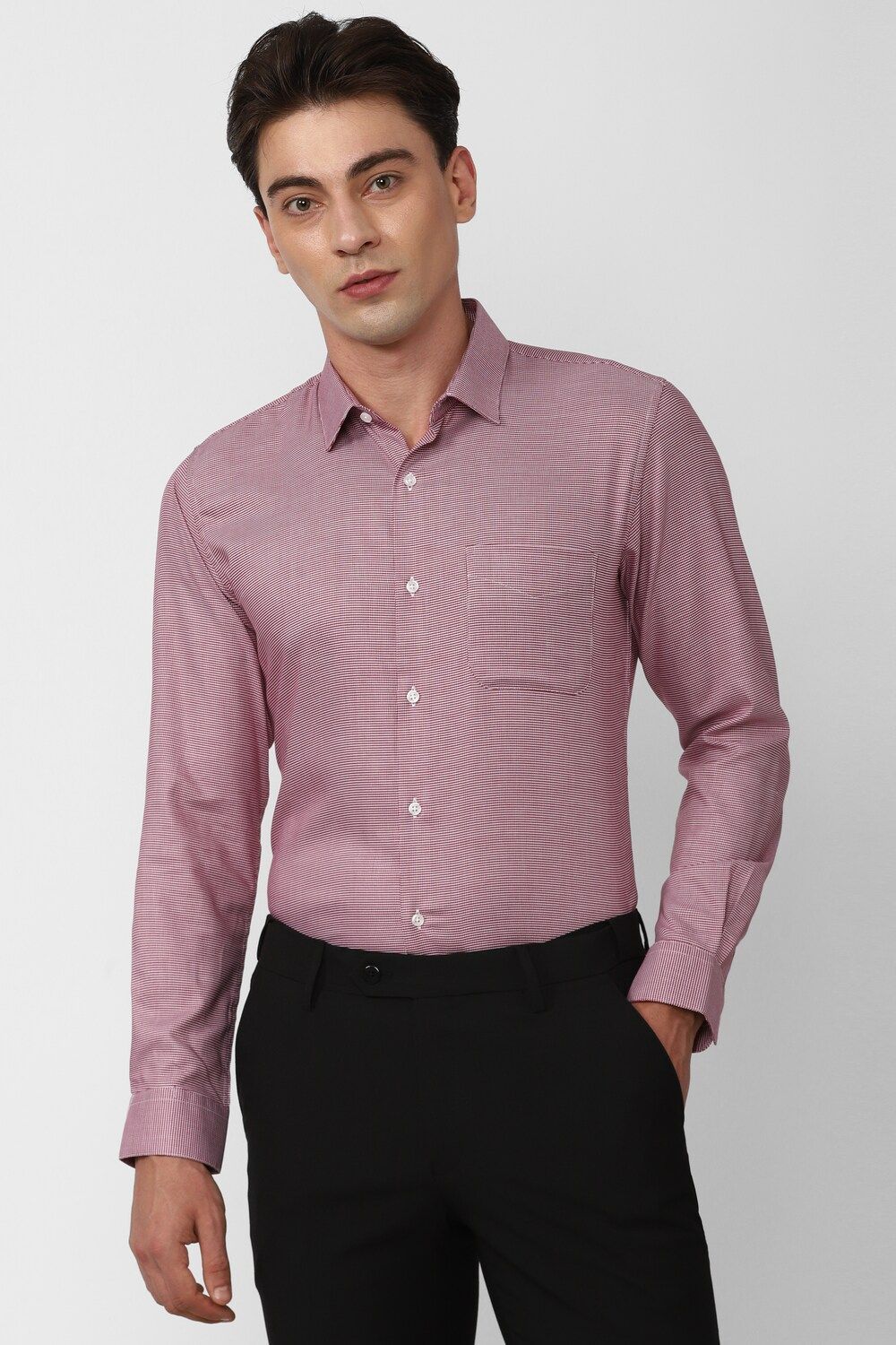 Men Pink Slim Fit Formal Full Sleeves Formal Shirt